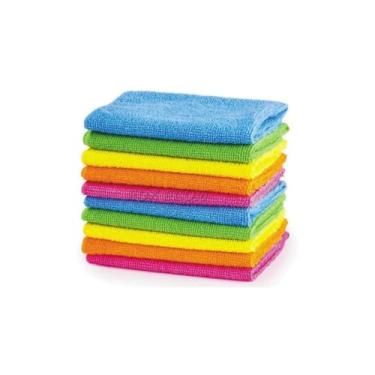 Imagem de Kit 10 Pano Microfibra Flanela Multiuso Lavável Reutilizável Limpeza Automotivo Vidro Pia Alvejada Doméstica Tolha De Chão Copa Cozinha Banheiro