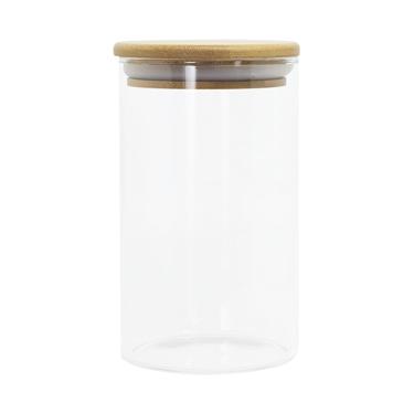 Imagem de Pote de Vidro com Tampa de Bambu Oikos 600ML Hermético Redondo