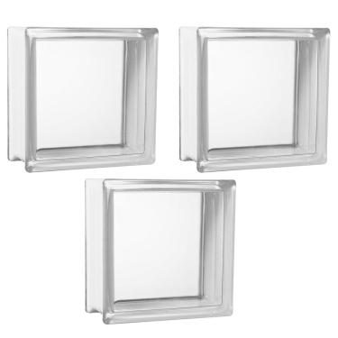 Imagem de Kit 3 Tijolos Bloco De Vidro Transparente 19x19x8 Tradestar