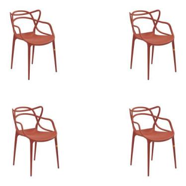 Imagem de Kit 4 Cadeiras Decorativas Sala E Cozinha Feliti (Pp) Laranja Telha G5