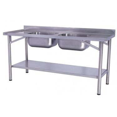 Imagem de Pia Industrial Benfati Inox 304 190x70cm Paneleiro Liso com 2 Cubas 641CL