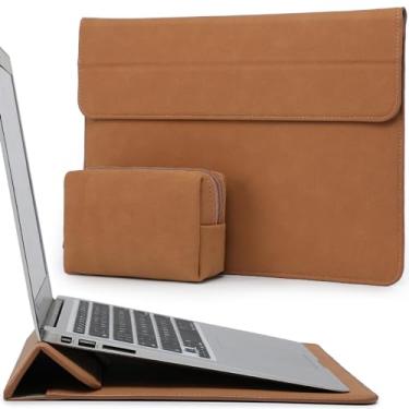 Imagem de HYZUO 15 Polegadas Capa para Notebook com Suporte para Estojo Recurso para MacBook Air 15,3/15 M3 A3114 M2 2023-2024, 15" Surface Laptop 7-3, MacBook Pro 15 2019-2016, Laptop Case, Marrom