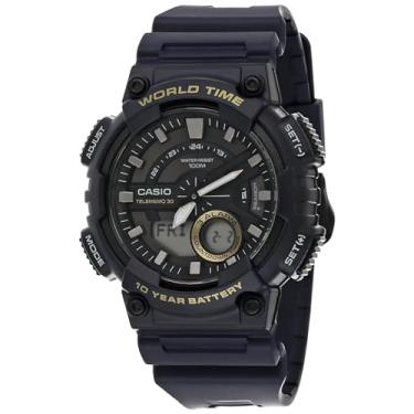 Imagem de Casio Relógio masculino analógico-digital de silicone com mostrador preto - AEQ-110W-2AVDF