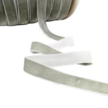 Imagem de Fita de veludo cinza de 50 metros, fita vintage para embrulho de presente, fitas para artesanato, ornamentos de tecido de veludo para decoração de árvore de Natal, guirlanda, guirlanda de flores,