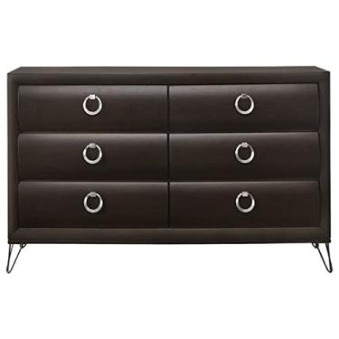 Imagem de Cômoda para quarto com 6 gavetas torre de armazenamento alta com organizadores de gavetas, anel de puxar único, cômoda para sala de estar, armário, corredor, Merlot escuro, 160 cm C x 43 cm L x 96 cm