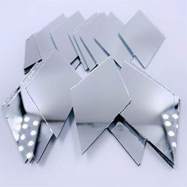 Imagem de CHENRUI 76,2 mm (76,2 mm) Espelhos de mosaico para artesanato em forma de diamante 50 peças (prata)