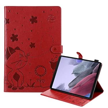 Imagem de YBFJCE Capa para Samsung Galaxy Tab A7 Lite 22.1 cm 2021, capa protetora de couro PU para Samsung Galaxy Tab A7 Lite 22.1 cm 2021 (SM-T220/T225), capa flip para tablet gato e abelha, vermelha