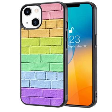 Imagem de JOYLAND Capa de telefone colorida para iPhone 14, capa protetora de parede de tijolo menino feminino preto silicone macio e alumínio rígido traseira resistente a arranhões à prova de choque para