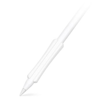 Imagem de NimbleGrip 2 Capa ergonômica de silicone premium, capa confortável, compatível com Apple Pencil 2 e Apple Pencil USB-C (branca)