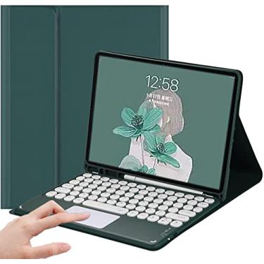 Imagem de AnMengXinLing Capa com teclado Galaxy Tab S8 Plus/S8+/S7 FE - Touchpad com suporte para caneta S - capa para tablet de 12,4 polegadas (azul-petróleo)
