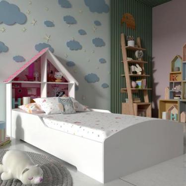 Imagem de Cama Infantil Menina Casinha 090 Branco Acetinado - Gelius Móveis