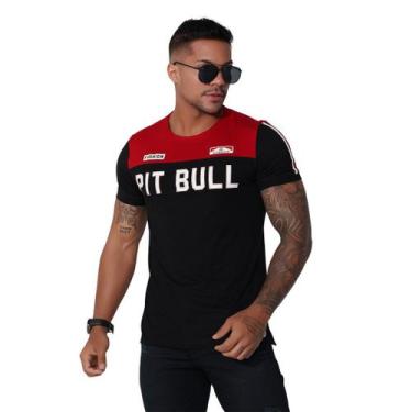 Imagem de Camiseta Masculina Preta Com Vermelho Pit Bull Manga Curta - 80188 - P