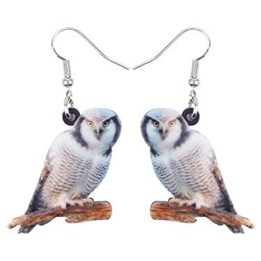 Imagem de BONSNY Brincos de coruja marrom divertidos com pingente de gota para mulheres, meninas, crianças, pingentes de presente, Plástico, Arenito