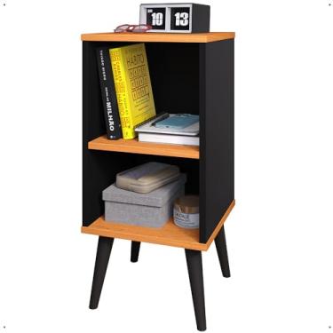 Imagem de Mesa Cabeceira Charme Nicho Prateleira Mesinha Lateral Cama Decoração Retrô Quarto Pequeno - Lojas RPM (Preto/Cinamomo)