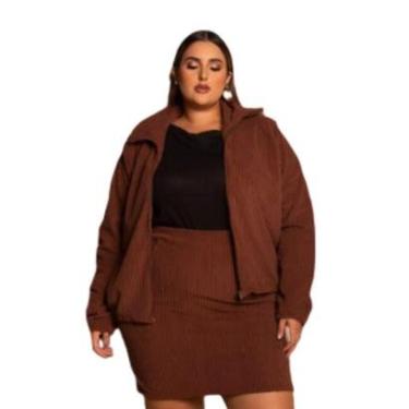Imagem de Jaqueta Curta Veludo Cotelê Ziper Sem Bolso Plus Size 54 Ao 58 Domenica Solazzo-Feminino