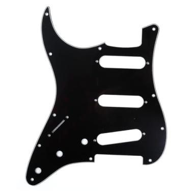 Imagem de Musiclily Canhoto 11 Furos Escudo SSS Pickguard Strato para Guitarra Fender EUA/Mexicana Made Stratocaster Standard Estilo Moderno, 3 Camadas Preto