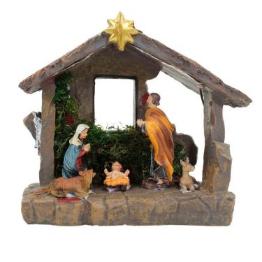 Imagem de Presépio De Natal Realista Em Resina Iluminado Fita De LED 20cm