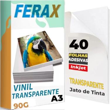 Imagem de 40 Vinil Transparente Adesivo - Folhas A3 para Impressão em Impressoras Jato de Tinta: Cola Forte,Vinil Premium e Autocolante