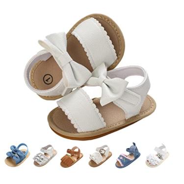 Imagem de Baby Girls Sandals Summer Shoes Outdoor First Walker Toddler Girls Shoes For Summer, Laço G branco, Infant 0-6 months 11cm