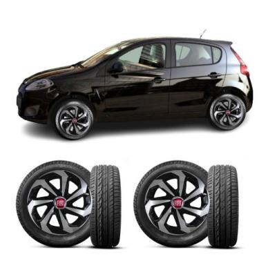 Imagem de 4x Calota Fiat Mobi Argo Cronos Aro 13 Preto Prata - ELITTE MOTORS