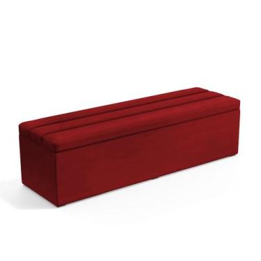Imagem de Calçadeira Baú Ursa 195 para Cama King N-033 Veludo Vermelho Aradecor,