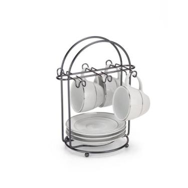 Imagem de Suporte Organizador Para Xícaras E Pires De Café Aço Onix - Arthi