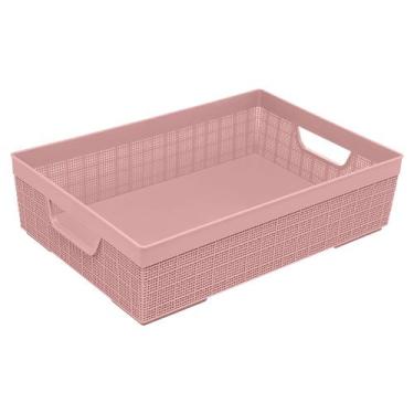 Imagem de Cesto Organizador Juta A5 2 Litros Rosa 24x16,5x6,5 Cm 3272 Jaguar