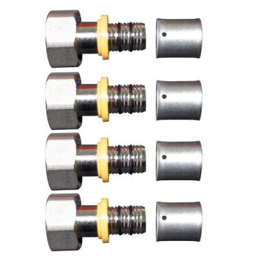 Imagem de Kit 4 Conexão Fixa Fêmea 1/2'' p/ Gás 16mm Pex Multicamadas - Astra