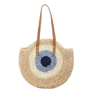 Imagem de Bolsa Feminina Redonda Ombro Palha Sintética Passeio Praia - Alwy, Pal
