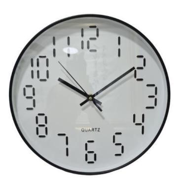 Imagem de Relogio De Parede Em Plastico Quartz Branco C/preto 30,5cm - lyor