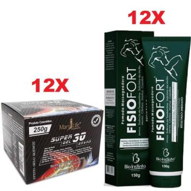 Imagem de Kit 12 Super Gel 30 Ervas 250g + 12 Pomada FisioFort 150g - Bio Instin
