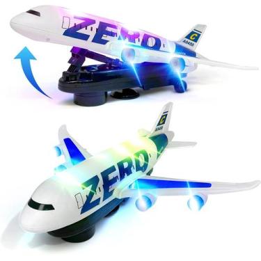 Imagem de Avião Brinquedo  Lançamento Com Som Luzes Gira 360 Graus - Toy King