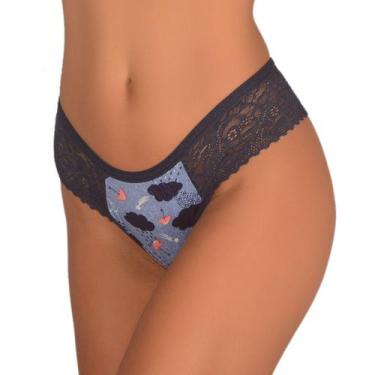 Imagem de Kit 5 Calcinha Fio Dental Renda Poliéster Sortida Atacado - Ephigênia 