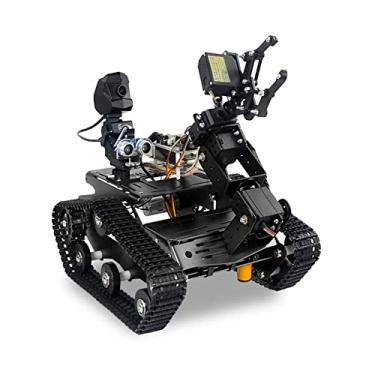 Imagem de XiaoR GEEK Smart WiFi Robot Kit for Raspberry Pi 5 4B 3B, 4DOF Robotic Arm Track Tank Chassis Robot Car with HD Camera Ultrasonic Infrared Sensor Programming Project for 14+(without Raspberry Pi)