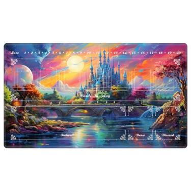 Imagem de EDGFRTOIO Playmat with Zones for Card Game Playing, Compatible with Lorcana TCG Cards Game Mats 24"x14" Commander Deck Gaming Duel Mat Card Gameplay Mats for Beginner, Colorful Castle