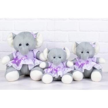 Imagem de TRIO DE PELUCIA SAFARI PROVENCE ELEFANTE 15/18/22 CM - PARA DECORAÇÃO (LILAS)