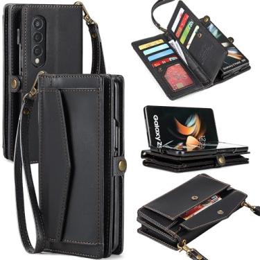 Imagem de DKDKSIP Capa carteira feminina para Samsung Galaxy Z Fold 6 【S Pen Holder】, suporte para cartão com bloqueio de RFID, capa flip de couro PU com alça transversal e suporte para Galaxy Z Fold 6, preta
