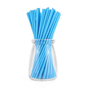 Imagem de Dealglad 100 peças de palitos de pirulito de papel para doces de bolo, 15 x 1,7 cm (azul)