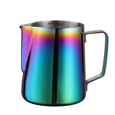 Imagem de Joytata Jarra de espuma de leite, copo de aço inoxidável de 590 ml, perfeito para latte, máquina de café expresso, máquina de cappuccino – espumador de leite de aço inoxidável 18/8, jarra