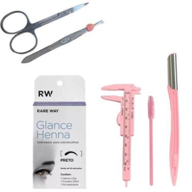 Imagem de kit henna glance design sobrancelha pinça tesoura paquímetro - Glance 