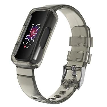 Imagem de Pulseira de relógio compatível com Fitbit Inspire 2 para mulheres e homens, pulseira transparente com capa protetora integrada de substituição para Fitbit Inspire/Inspire HR/Ace 2/Ace3