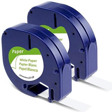 Imagem de Aonomi Refil de fita de substituição compatível para rotulador DYMO 91330 10697 Dymo Letratag para DYMO LetraTag Plus LT-100T LT-100H QX50, 1,27 cm x 33 m, preto sobre branco, pacote com 2