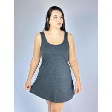 Imagem de Vestido Cantão regata Curto Casual Tribo Livre, Cinza escuro, GG