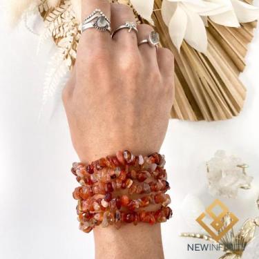 Imagem de Pulseira de Ágata Cornalina Pedra Cristal Natural - New Infinity, Verm