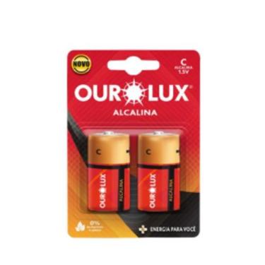 Imagem de Pilha Alcalina C- Ourolux No Blister 2 unidade Pilhas Grande - A.R Var