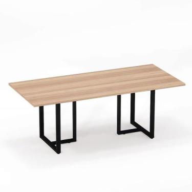 Imagem de Mesa de Reunião Retangular Tubular P25 Pandin 2,0 M Noce Naturale e Pr