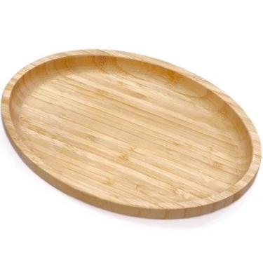 Imagem de Bandeja Oval em Bambu 28cm Plasvale Prato Travessa para Servir Porções