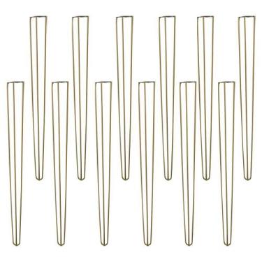 Imagem de Kit 12 Pés de Metal 90 CM Hairpin Legs Aparador e Mesa de Canto Dourad