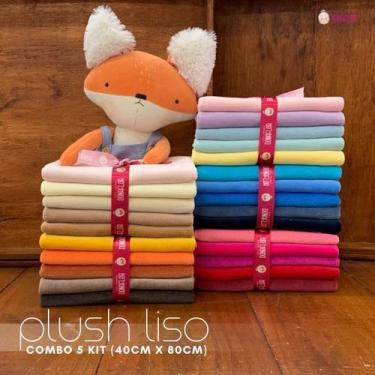 Imagem de Combo Plush Liso 5Kit Aveludado para Naninhas e Artesanatos, 25 Recort