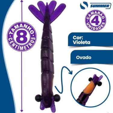 Imagem de Kit Com 4 Camarão Artificial para Pesca Várias Cores 8cm - Summer, Vio